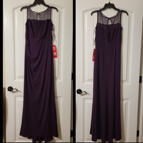🆕️Eliza J plum mesh neck sleeveless gown 6 - Picture 6 of 10